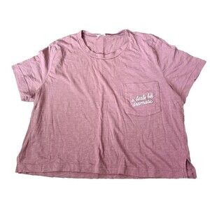 Victoria’s Secret Pink Crop Top Size Large A LITTLE BIT DRAMATIC Pocket T Shirt